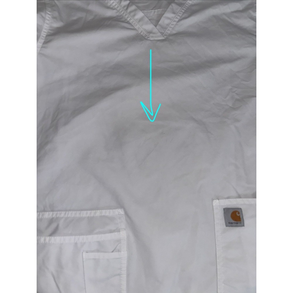 Women's Carhartt Force Modern Fit Scrub Top White Small V Neck Pockets Nurse - Picture 11 of 14
